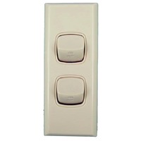 Powerclip 2 Gang ARCHITRAVE Light Switch - Double Pole 10 Amp - Beige