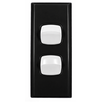 Powerclip 2 Gang ARCHITRAVE Light Switch Extra Low Voltage 12-24V | Black with White Switch