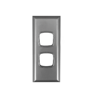 AS2C/SC Powerclip 2 Gang Architrave Light Switch Silver Cover Only