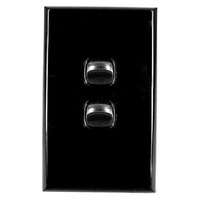 Powerclip 2 Gang Double Pole Caravan RV Light Switch - Black