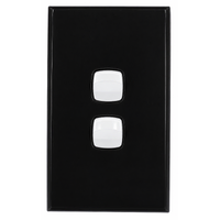 Powerclip 2 Gang Light Switch Extra Low Voltage 12-24V | Black