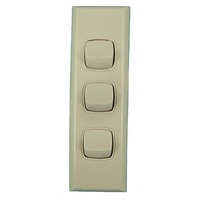 Powerclip 3 Gang ARCHITRAVE Light Switch 10 Amp Beige