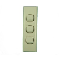 Powerclip 3 Gang ARCHITRAVE Light Switch - Double Pole 10 Amp Beige