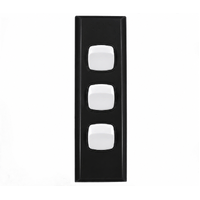 Powerclip 3 Gang ARCHITRAVE Light Switch Extra Low Voltage 12-24V | Black with White
