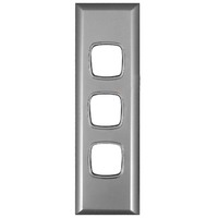 Powerclip 3 Gang ARCHITRAVE Light Switch 10 Amp Silver Cover Only