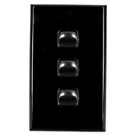Powerclip 3 Gang Double Pole Caravan RV Light Switch - Black