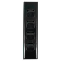 AS4/B Powerclip 4 Gang ARCHITRAVE Light Switch 10 Amp 240 Volt Black