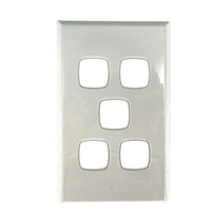 S5BC Powerclip 5 Gang Light Switch Grid Plate and Cover Only