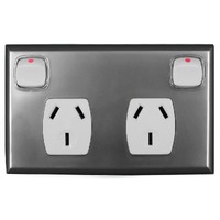 Powerclip Double Power Point GPO 10 Amp Silver