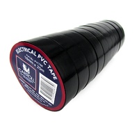 PVCTBK Electrical PVC Insulation Tape Pack of 10 Rolls 18mm x 20m - Black