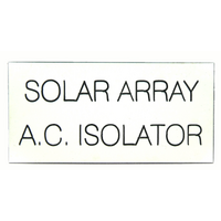 Solar Label Solar Array A.C Isolator 4x2cm White