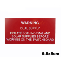 Label Warning Dual Supply Isolate before Working Switchboard 9.5x5cm Red