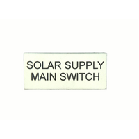 Solar Label Solar Supply Main Switch 4x2cm White