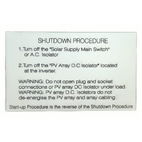 Solar Label Shutdown Procedure 14x8.5cm White