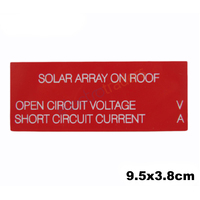 Label Solar Array on Roof open Circuit voltage short ciruit current 9.5x3.8cm Red