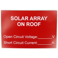 Label Solar Array On Roof Open Circuit Voltage Short Circuit Current 9.5x6.5cm Red