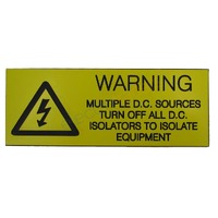 5pk Label Warning Multiple DC Sources Turn off all DC isolators 9.5x4cm Yellow