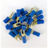 Fork Terminal 3mm Stud Blue Wire 1.5-2.5mm 25 Pack