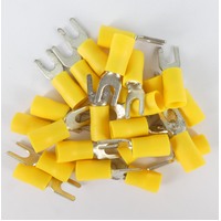 Fork Terminal 4mm Stud Yellow Wire 2.63-6.64mm 25 Pack