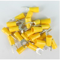 Fork Terminal 6mm Stud Yellow Wire 2.63-6.64mm Pack 25