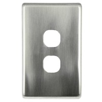 Tesla 2 Gang Light Switch Silver Metal Cover Only