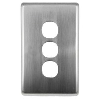 Tesla 3 Gang Light Switch Silver Metal Cover Only