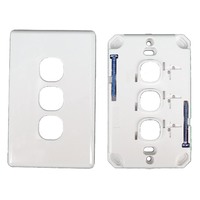 Tesla Standard Series 3 Gang Light Switch Grid Plate and Cover