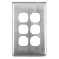 Tesla 6 Gang Light Switch Silver Metal Cover Only