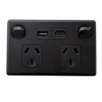 Tesla GPO2/USB/AC/BLK Double Power Point with USB-A and USB-C Charger 10A 240V 3.5A Max Black