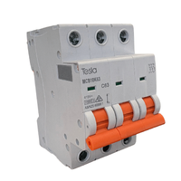 Tesla MCB10K3P63 Miniature Circuit Breaker 63 Amp Three Pole 10kA C Curve DIN Rail or Chassis Mount