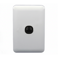 Wafer 1 Gang Slim Light Switch Extra Low Voltage 12-24V White with Black Switch S1W and SMW/B