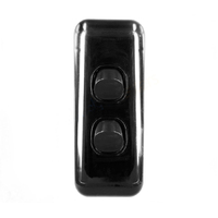 AS2W/B 2 Gang ARCHITRAVE Light Switch Wafer Slimline Black