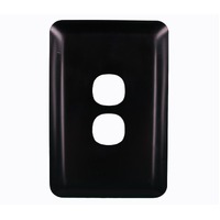 Wafer 2 Gang Slim Grid plate and Cover Black