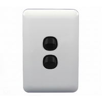 Wafer 2 Gang Slim Light Switch Extra Low Voltage 12-24V White with Black Switch S2W and SMW/B