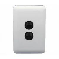 Wafer 2 Gang Slim Light Switch Extra Low Voltage 12-24V White with Black Switch S2W and SMW/B
