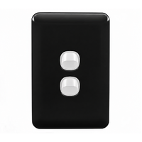 Wafer 2 Gang Slim Light Switch Extra Low Voltage 12-24V | Black