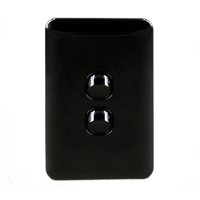 S2W/B 2 Gang Light Switch Wafer Slimline Black