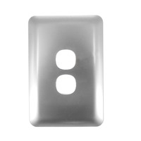 Cover Only Light Switch 2 Gang Wafer Slimline Silver