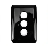 Wafer 3 Gang Slim Grid plate and Cover Black