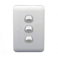 Wafer 3 Gang Slim Light Switch Double Pole 10 Amp White S3W and SMDW