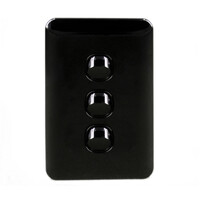 Wafer 3 Gang Slim Light Switch Double Pole 10 Amp Black S3W/B and SMDW/B