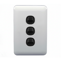 Wafer 3 Gang Slim Light Switch Extra Low Voltage 12-24V White with Black Switch S3W and SMW/B