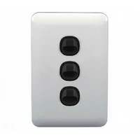 Wafer 3 Gang Slim Light Switch Extra Low Voltage 12-24V White with Black Switch S3W and SMW/B