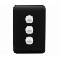 Wafer 3 Gang Slim Light Switch Extra Low Voltage 12-24V | Black
