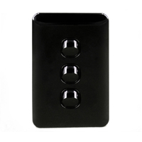 S3W/B 3 Gang Light Switch Wafer Slimline Black