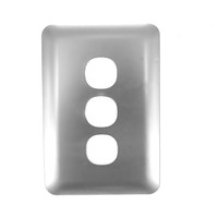 Cover Only Light Switch 3 Gang Wafer Slimline Silver