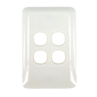 S4WBC Transco 4 Gang Light Switch Grid Plate and Cover Wafer Slimline