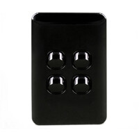 Wafer 4 Gang Slim Light Switch Double Pole 10 Amp Black S4W/B and SMDW/B