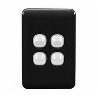 Wafer 4 Gang Slim Light Switch Extra Low Voltage 12-24V | Black