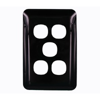 Replacement Cover Only Light Switch 5 Gang Wafer Slimline Black